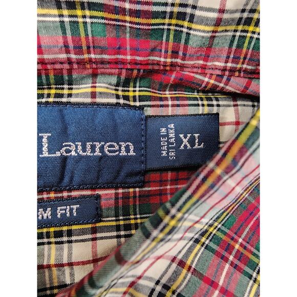 Vintage 90s Ralph Lauren Plaid Custom Fit Long Sleeve Shirt Size XL Red Cotton - Picture 4 of 11
